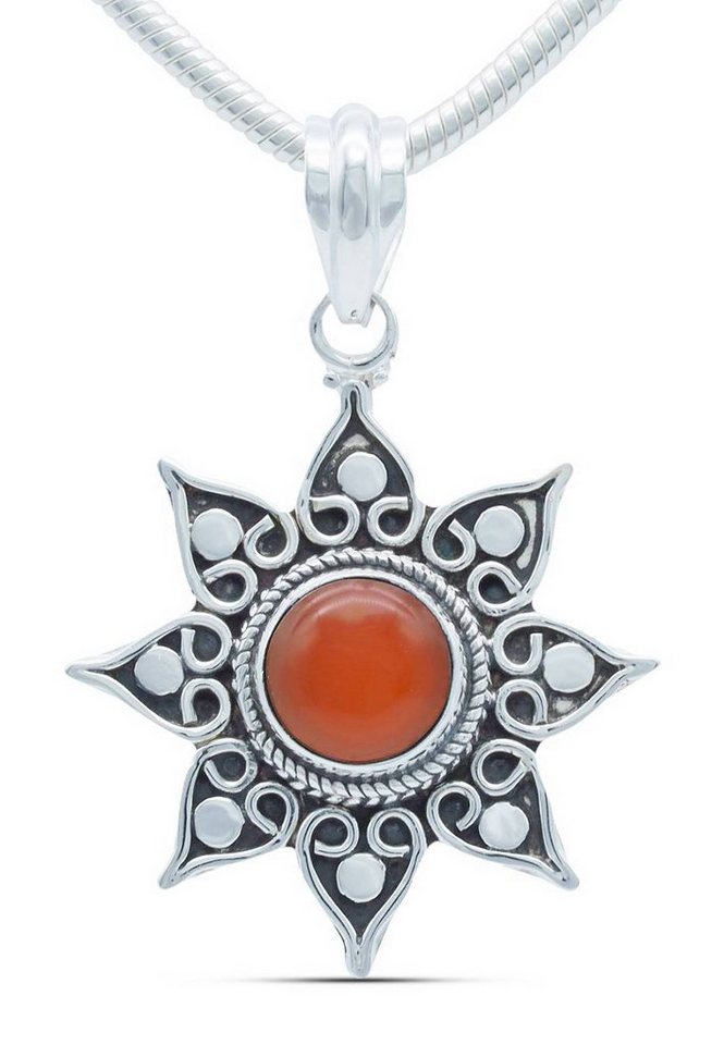 mantraroma Kette mit Anhänger 925er SilbermitKarneol von mantraroma