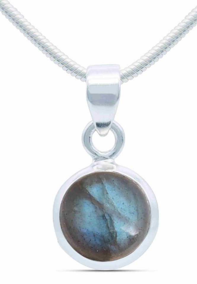mantraroma Kette mit Anhänger MIALE rund aus 925 Silber mit Labradorit (Kettenanhänger uns Kette), 925 Sterling Silber Ketten mit Kettenanhänger für Damen mantraroma Kette mit Anhänger MIALE rund aus 925 Silber mit Labradorit (Kettenanhänger uns Kette), 925 Sterling Silber Ketten mit Kettenanhänger für Damen von mantraroma