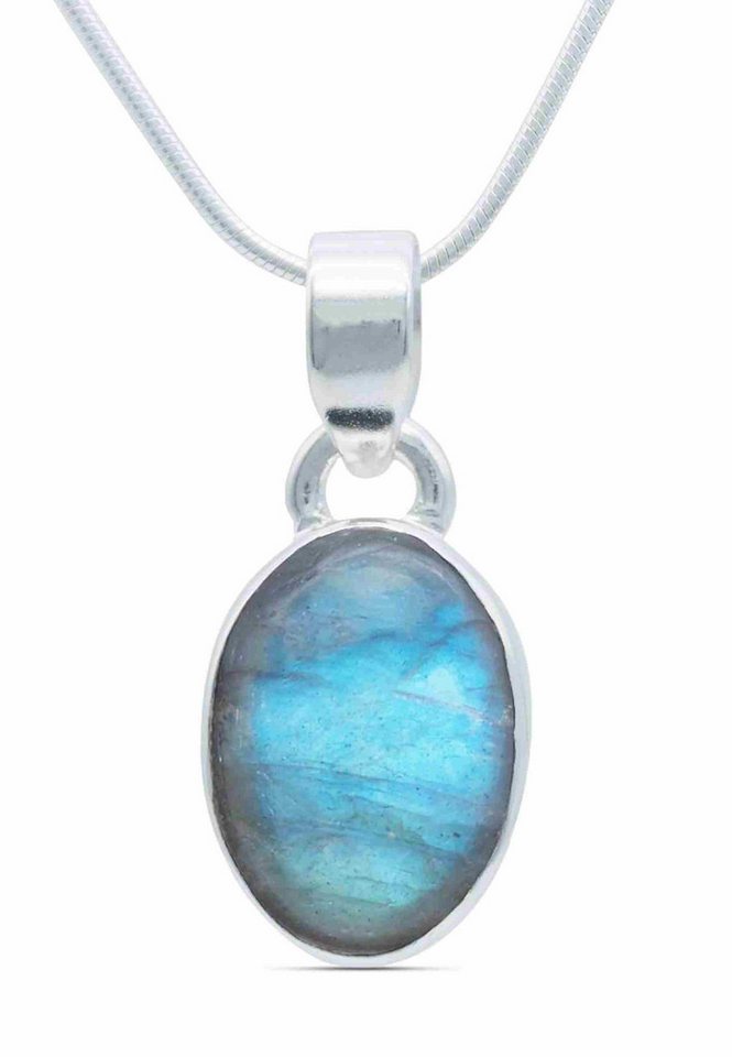 mantraroma Kette mit Anhänger SAMA oval aus 925 Silber mit Labradorit (Kettenanhänger uns Kette), 925 Sterling Silber Ketten mit Kettenanhänger für Damen mantraroma Kette mit Anhänger SAMA oval aus 925 Silber mit Labradorit (Kettenanhänger uns Kette), 925 Sterling Silber Ketten mit Kettenanhänger für Damen von mantraroma