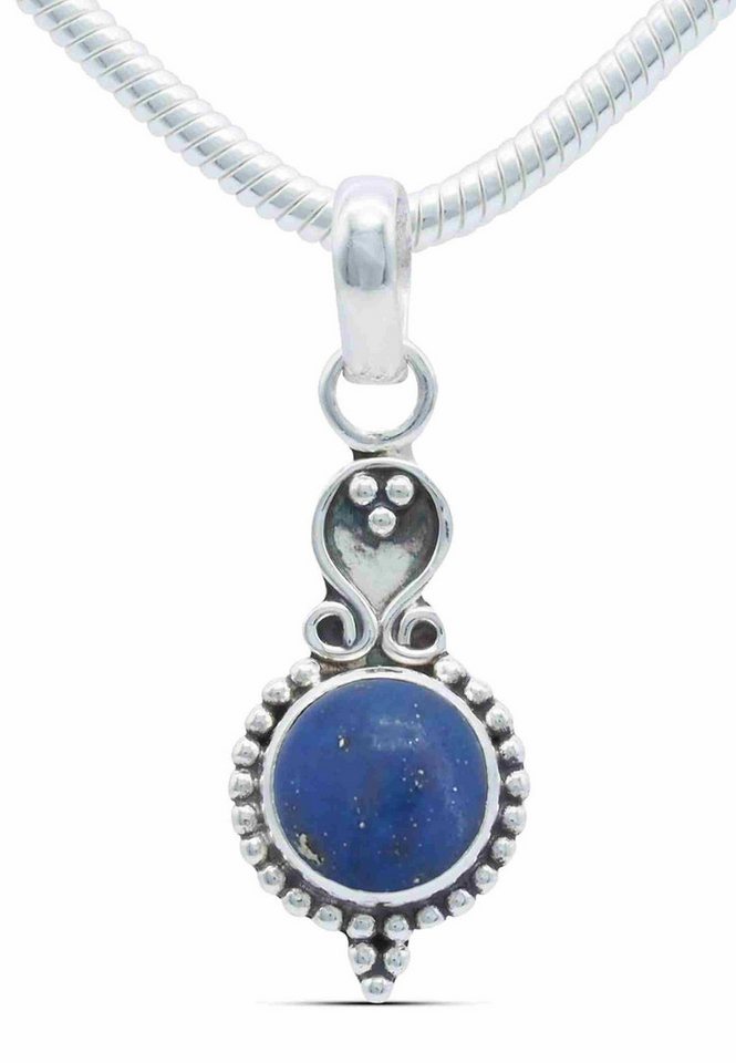 mantraroma Kette mit Anhänger GAJAH aus 925 Silber mit Lapis Lazuli (Kettenanhänger uns Kette), 925 Sterling Silber Ketten mit Kettenanhänger für Damen von mantraroma