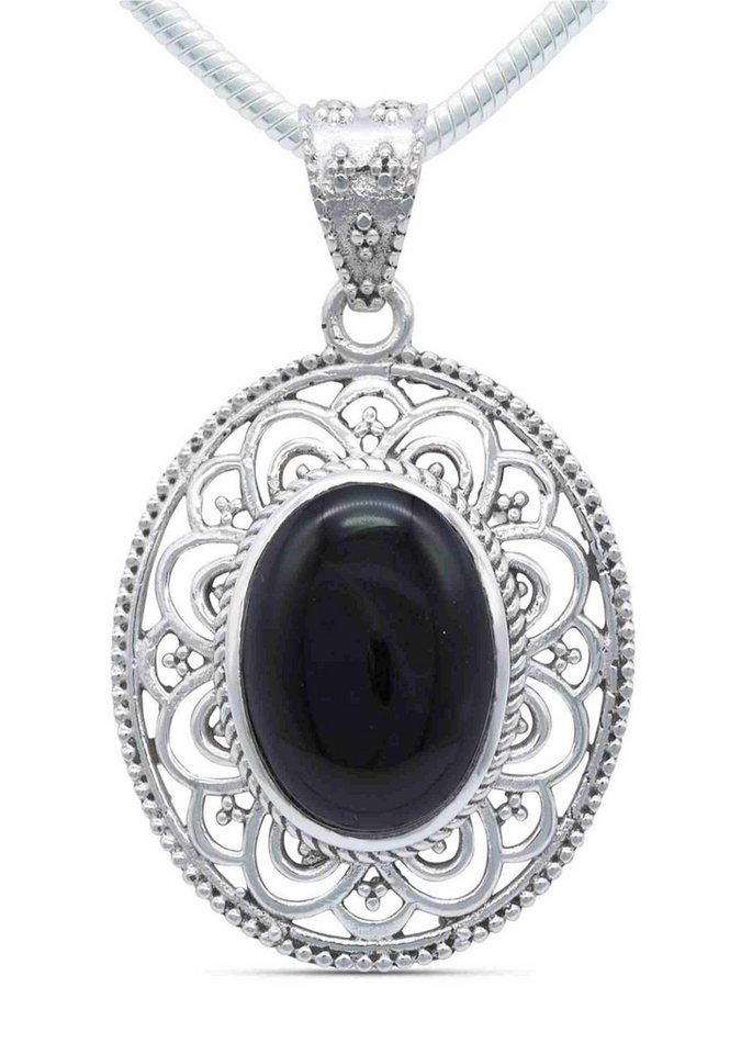 mantraroma Kette mit Anhänger MIUNI aus 925 Silber mit Onyx (Kettenanhänger uns Kette), 925 Sterling Silber Ketten mit Kettenanhänger für Damen mantraroma Kette mit Anhänger MIUNI aus 925 Silber mit Onyx (Kettenanhänger uns Kette), 925 Sterling Silber Ketten mit Kettenanhänger für Damen von mantraroma