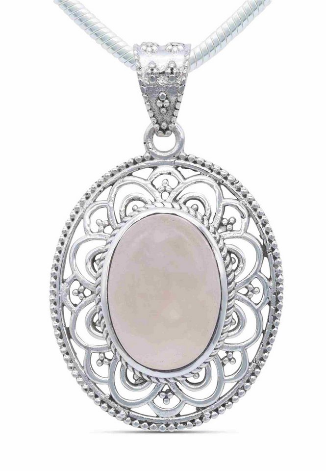 mantraroma Kette mit Anhänger MIUNI aus 925 Silber mit Rosenquarz (Kettenanhänger uns Kette), 925 Sterling Silber Ketten mit Kettenanhänger für Damen mantraroma Kette mit Anhänger MIUNI aus 925 Silber mit Rosenquarz (Kettenanhänger uns Kette), 925 Sterling Silber Ketten mit Kettenanhänger für Damen von mantraroma