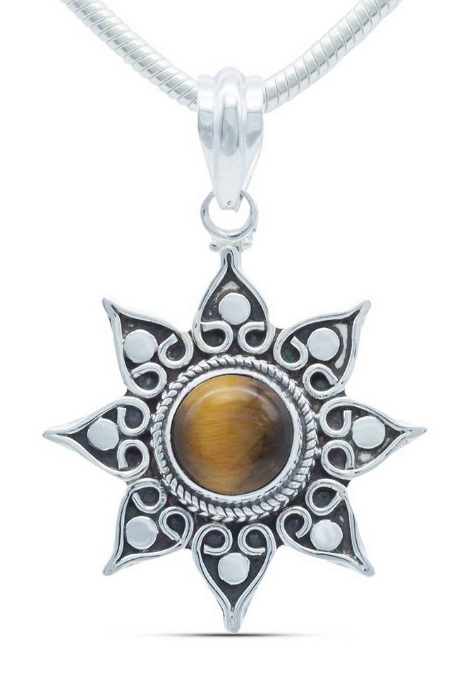 mantraroma Kette mit Anhänger 925er SilbermitTigerauge von mantraroma