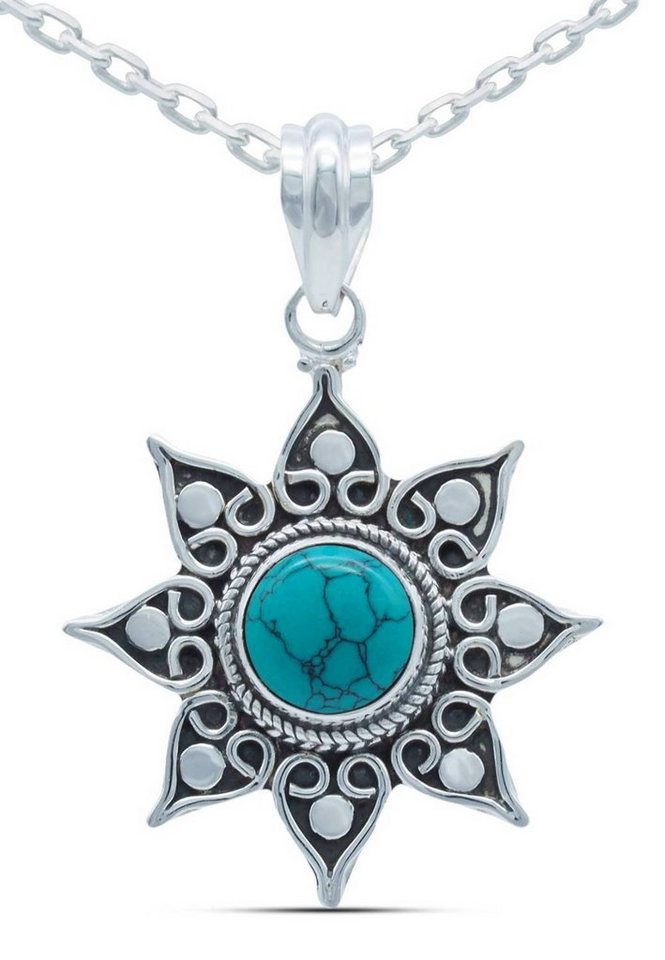 mantraroma Kette mit Anhänger 925er SilbermitTürkis von mantraroma