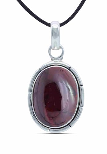 mantraroma Kettenanhänger 925 Silber Granat roter Stein Edelstein Kettenanhänger Damen Sterling Silber Halskette Anhänger Geschenk (MAH-060-02) von mantraroma