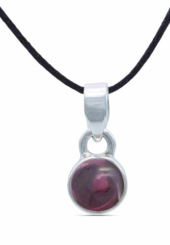 mantraroma Kettenanhänger 925 Silber Granat roter Stein Edelstein Kettenanhänger Damen Sterling Silber Halskette Anhänger Geschenk (MAH-097-02) von mantraroma