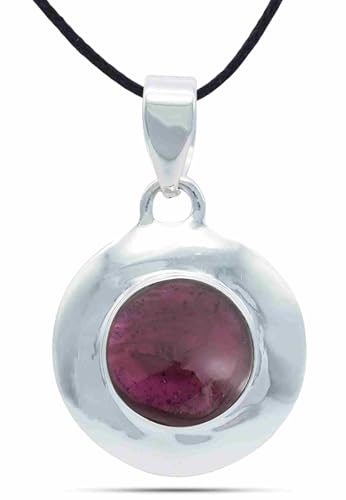 mantraroma Kettenanhänger 925 Silber Granat roter Stein Edelstein Kettenanhänger Damen Sterling Silber Halskette Anhänger Geschenk (MAH-115-02) von mantraroma