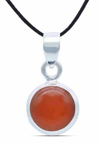mantraroma Kettenanhänger 925 Silber Karneol orange roter Stein Edelstein Kettenanhänger Damen Sterling Silber Halskette Anhänger Geschenk (MAH-129-16) von mantraroma