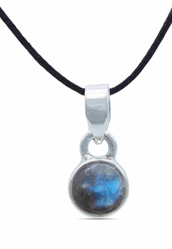mantraroma Kettenanhänger 925 Silber Labradorit grün blauer Stein Edelstein Kettenanhänger Damen Sterling Silber Halskette Anhänger Geschenk (MAH-097-05) von mantraroma