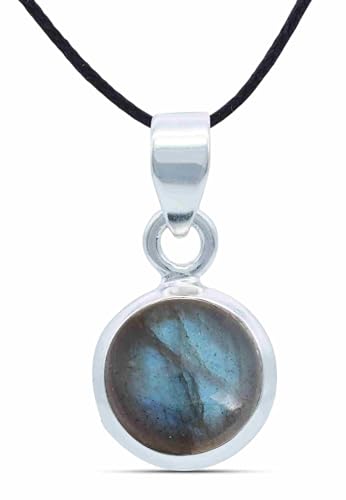 mantraroma Kettenanhänger 925 Silber Labradorit grün blauer Stein Edelstein Kettenanhänger Damen Sterling Silber Halskette Anhänger Geschenk (MAH-129-05) von mantraroma