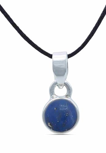 mantraroma Kettenanhänger 925 Silber Lapis Lazuli blauer Stein Edelstein Kettenanhänger Damen Sterling Silber Halskette Anhänger Geschenk (MAH-097-06) von mantraroma