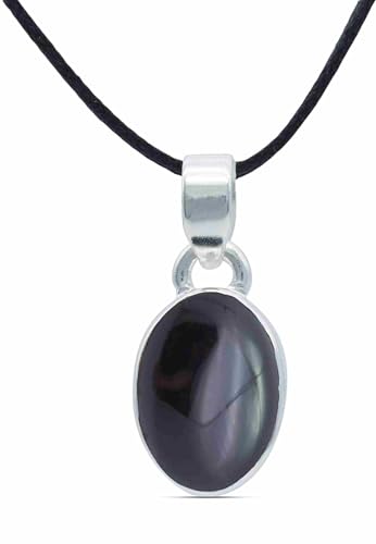 mantraroma Kettenanhänger 925 Silber Onyx schwarzer Stein Edelstein Kettenanhänger Damen Sterling Silber Halskette Anhänger Geschenk (MAH-081-03) von mantraroma