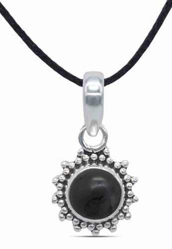 mantraroma Kettenanhänger 925 Silber Onyx schwarzer Stein Edelstein Kettenanhänger Damen Sterling Silber Halskette Anhänger Geschenk (MAH-126-03) von mantraroma