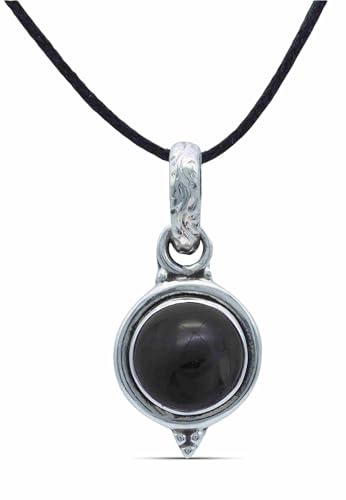 mantraroma Kettenanhänger 925 Silber Onyx schwarzer Stein Edelstein Kettenanhänger Damen Sterling Silber Halskette Anhänger Geschenk (MAH-143-03) von mantraroma
