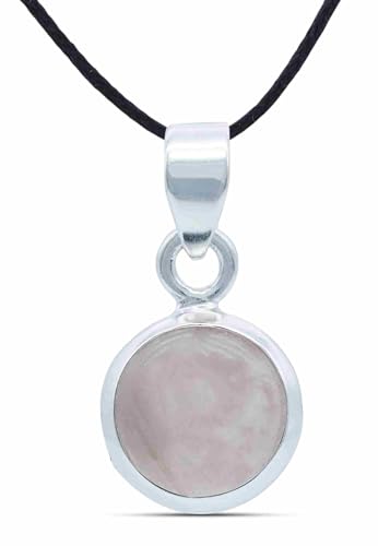 mantraroma Kettenanhänger 925 Silber Rosenquarz rosa Stein Edelstein Kettenanhänger Damen Sterling Silber Halskette Anhänger Geschenk (MAH-129-07) von mantraroma