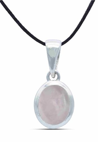 mantraroma Kettenanhänger 925 Silber Rosenquarz rosa Stein Edelstein Kettenanhänger Damen Sterling Silber Halskette Anhänger Geschenk (MAH-159-07) von mantraroma