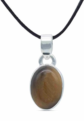 mantraroma Kettenanhänger 925 Silber Tigerauge brauner Stein Edelstein Kettenanhänger Damen Sterling Silber Halskette Anhänger Geschenk (MAH-081-18) von mantraroma
