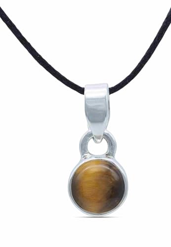mantraroma Kettenanhänger 925 Silber Tigerauge brauner Stein Edelstein Kettenanhänger Damen Sterling Silber Halskette Anhänger Geschenk (MAH-097-18) von mantraroma