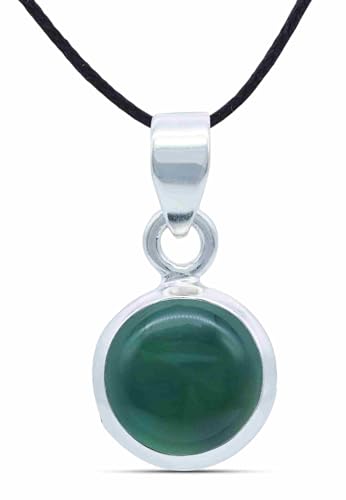 mantraroma Kettenanhänger 925 Silber grüner Onyx Stein Edelstein Kettenanhänger Damen Sterling Silber Halskette Anhänger Geschenk (MAH-129-14) von mantraroma
