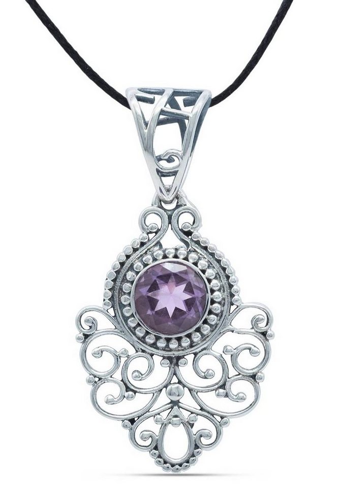 mantraroma Kettenanhänger 925er Silber mit Amethyst facettiert von mantraroma