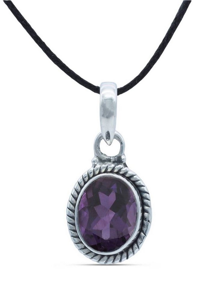 mantraroma Kettenanhänger 925er Silber mit Amethyst facettiert von mantraroma