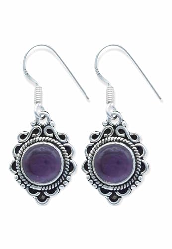 925 Silber Ohrringe Amethyst Edelstein lila hängend, ausgefallen, Geschenk (MOH-071-01) von mantraroma