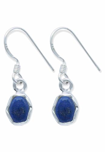 Ohrringe 925 Silber Lapis Lazuli blauer Stein Edelstein Ohrhänger echt Silber Damen Sterling Silber Hänger Geschenk (MOH-146-06) von mantraroma