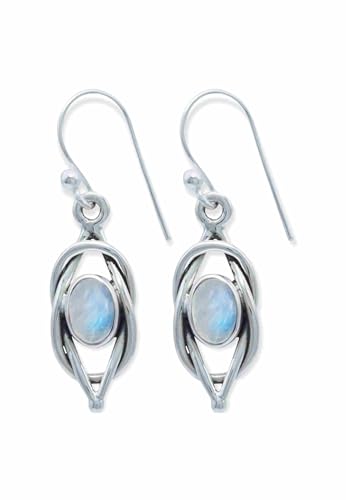 Ohrringe 925 Silber Mondstein weißer Stein schimmer Edelstein Ohrhänger echt Silber Damen Sterling Silber Hänger Geschenk (MOH-142-04) von mantraroma