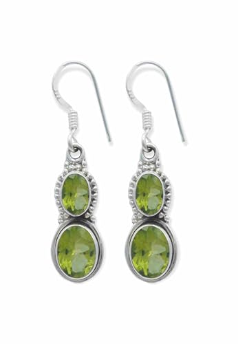Ohrringe 925 Silber Peridot leuchtend grüner Stein Edelstein Ohrhänger echt Silber Damen Sterling Silber Hänger Geschenk (MOH-117-59) von mantraroma