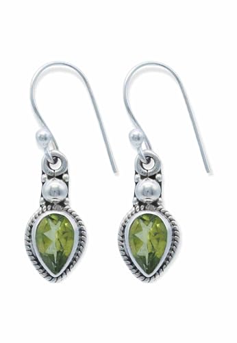 Ohrringe 925 Silber Peridot leuchtend grüner Stein Edelstein Ohrhänger echt Silber Damen Sterling Silber Hänger Geschenk (MOH-144-59) von mantraroma