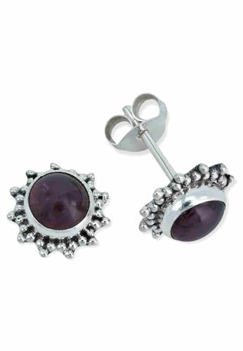 Ohrstecker 925 Silber Granat roter Stein Edelstein Ohrringe echt Silber Damen Sterling Silber Stecker Geschenk(MOS-082-02) von mantraroma