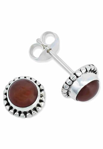 Ohrstecker 925 Silber Karneol orange roter Stein Edelstein Ohrringe echt Silber Damen Sterling Silber Stecker Geschenk(MOS-025-16) von mantraroma