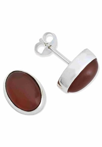 Ohrstecker 925 Silber Karneol orange roter Stein Edelstein Ohrringe echt Silber Damen Sterling Silber Stecker Geschenk(MOS-040-16) von mantraroma
