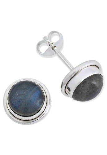 Ohrstecker 925 Silber Labradorit grün blauer Stein Edelstein Ohrringe echt Silber Damen Sterling Silber Stecker Geschenk(MOS-043-05) von mantraroma