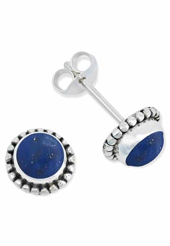 Ohrstecker 925 Silber Lapis Lazuli blauer Stein Edelstein Ohrringe echt Silber Damen Sterling Silber Stecker Geschenk(MOS-025-06) von mantraroma