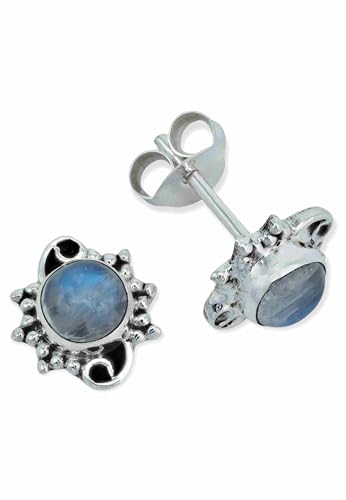 Ohrstecker 925 Silber Mondstein weißer Stein schimmer Edelstein Ohrringe echt Silber Damen Sterling Silber Stecker Geschenk(MOS-086-04) von mantraroma