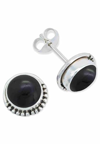 Ohrstecker 925 Silber Onyx schwarzer Stein Edelstein Ohrringe echt Silber Damen Sterling Silber Stecker Geschenk(MOS-018-03) von mantraroma