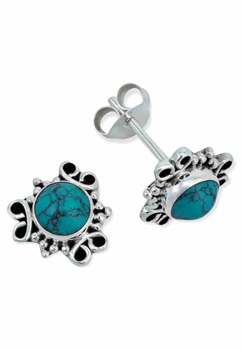 Ohrstecker 925 Silber Türkis Edelstein Ohrringe echt Silber Damen Sterling Silber Stecker Geschenk(MOS-091-15) von mantraroma