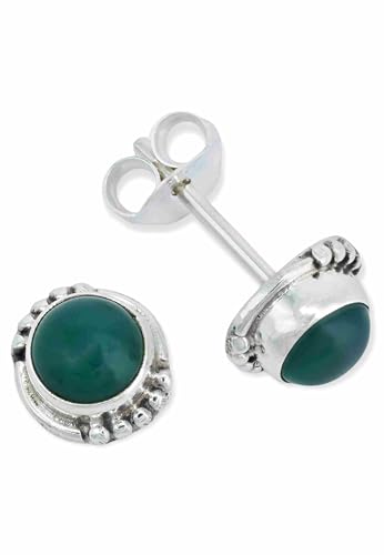 Ohrstecker 925 Silber grüner Onyx Stein Edelstein Ohrringe echt Silber Damen Sterling Silber Stecker Geschenk(MOS-026-14) von mantraroma