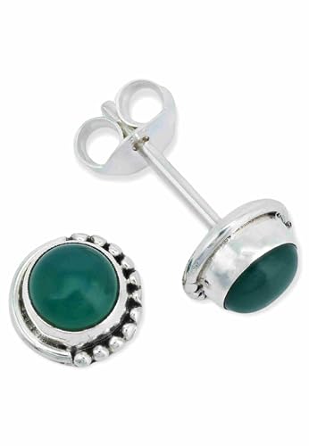 Ohrstecker 925 Silber grüner Onyx Stein Edelstein Ohrringe echt Silber Damen Sterling Silber Stecker Geschenk(MOS-028-14) von mantraroma