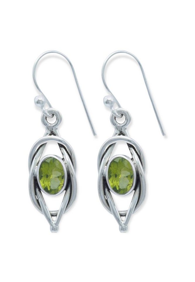 mantraroma Paar Ohrhänger 925er Silber mit Peridot von mantraroma