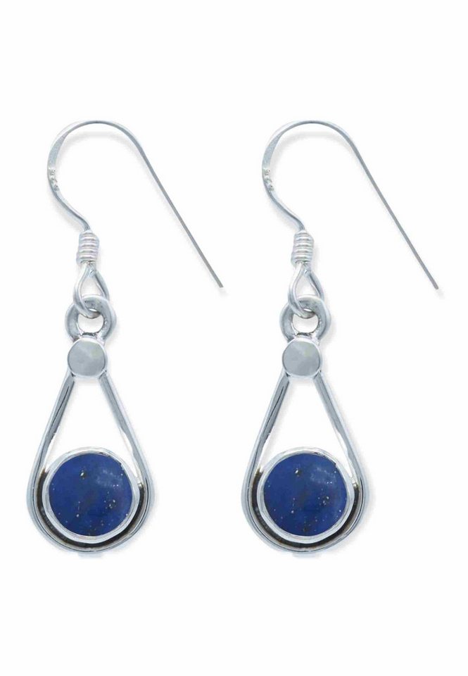mantraroma Paar Ohrhänger HATA aus 925 Silber mit Lapis Lazuli (Paar, Paar Ohrringe mit Schmuckbeutel), 925 Sterling Silber Ohrringe für Damen von mantraroma