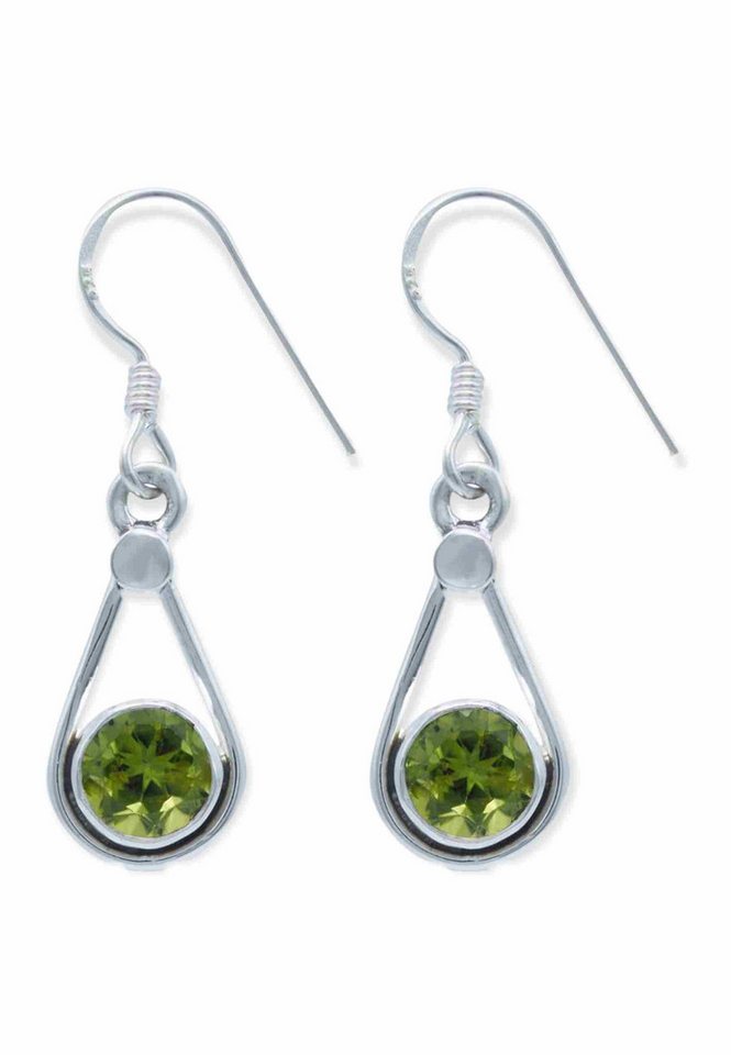 mantraroma Paar Ohrhänger HATA aus 925 Silber mit Peridot (Paar, Paar Ohrringe mit Schmuckbeutel), 925 Sterling Silber Ohrringe für Damen von mantraroma