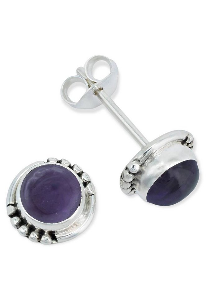 mantraroma Paar Ohrstecker 925er Silber mit Amethyst von mantraroma