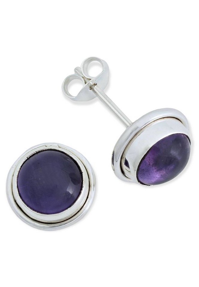 mantraroma Paar Ohrstecker 925er Silber mit Amethyst von mantraroma