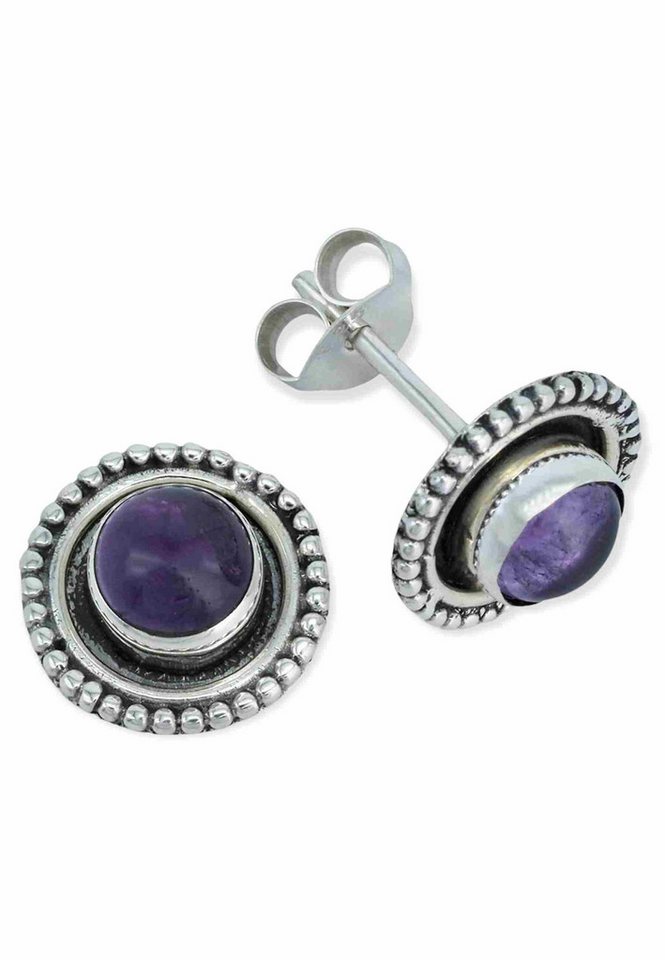 mantraroma Paar Ohrstecker 925er Silber mit Amethyst von mantraroma