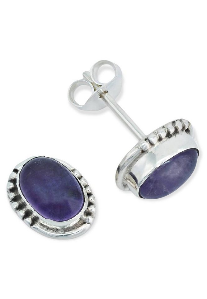 mantraroma Paar Ohrstecker 925er Silber mit Amethyst von mantraroma