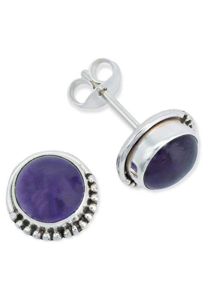 mantraroma Paar Ohrstecker 925er Silber mit Amethyst von mantraroma