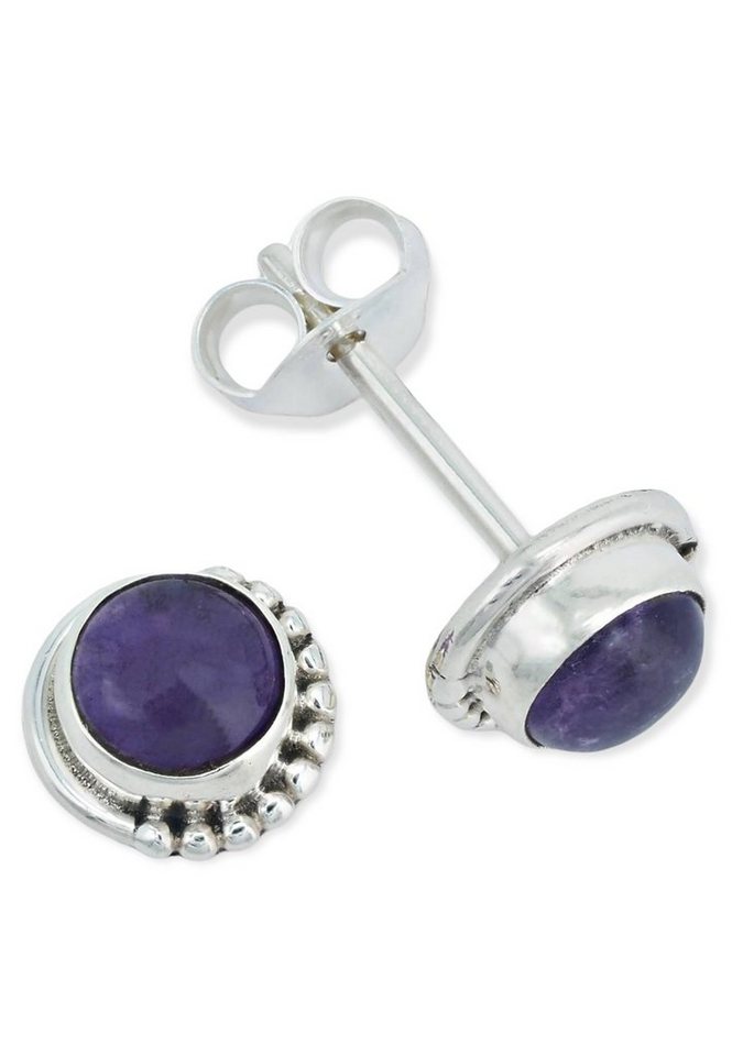 mantraroma Paar Ohrstecker 925er Silber mit Amethyst von mantraroma