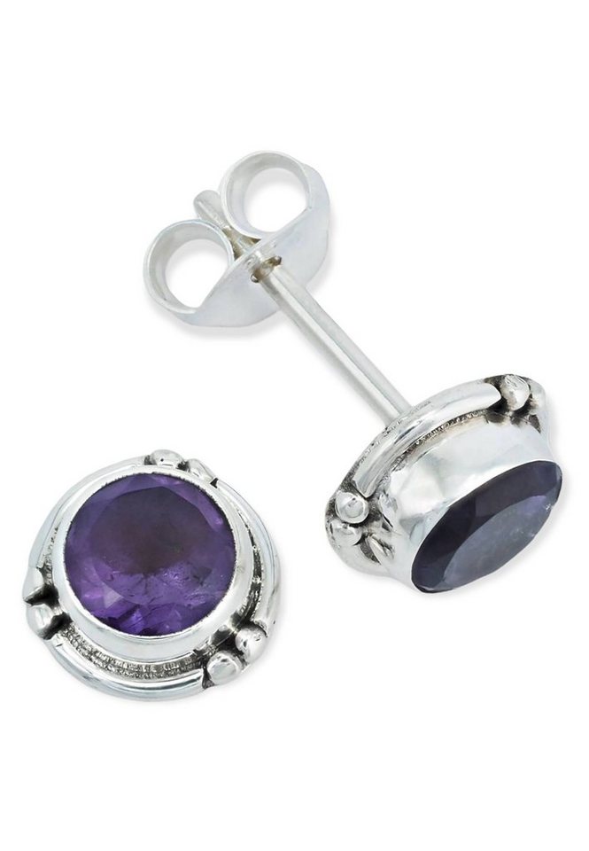 mantraroma Paar Ohrstecker 925er Silber mit Amethyst von mantraroma